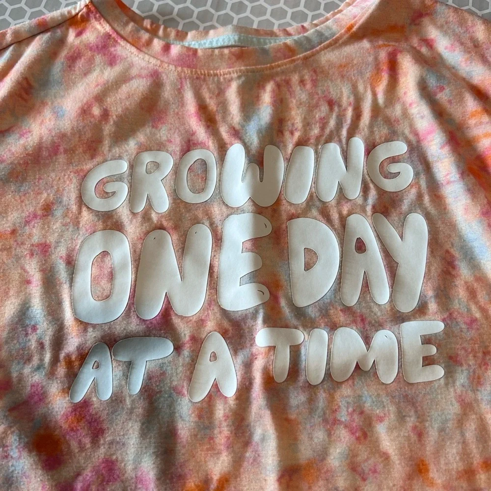 Cat & Jack Peach and Pink Tie-Dye Pajama Set with White Slogan